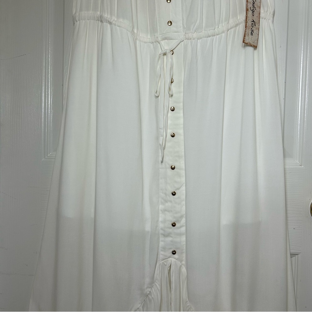 Indigo Rose Off White Boho Elastic Waist Pull On Off Shoulders Romantic Dress XL - Picture 4 of 13